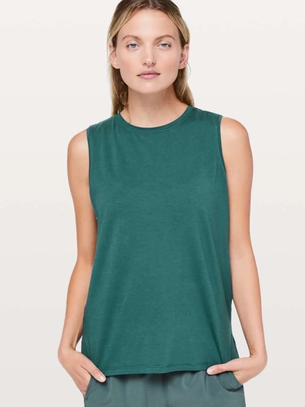 Lululemon Love Sleeveless Tank Top Green Jasper Pima Cotton Muscle Shirt 10